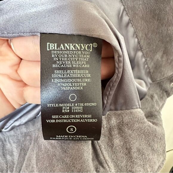 NWT Blank NYC Grey Suede Leather Asymmetrical Moto Jacket Size S - Picture 12 of 12